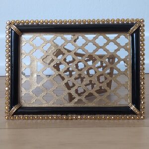 Decorative Gold and Black Lattice Wall Panel - Jay Strongwater
